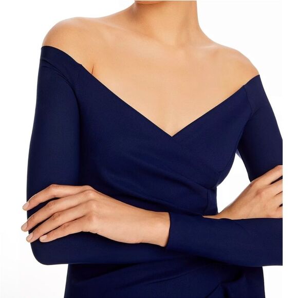 Chiara Boni La Petite Robe Silveria Off-the-Shoulder Dress Navy, NWT, Size 6 - Picture 4 of 12
